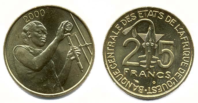 West African St. KM9(U) 25 Francs - Senegal β Lot of 25 representative product image