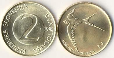 1,000 Slovenia KM5(U) 2 Tolar Bulk World Coins representative product image