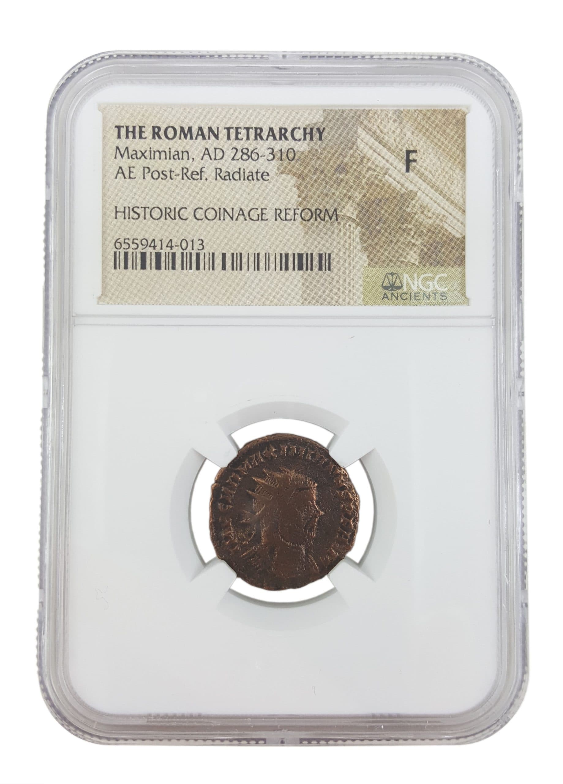 NGC-Certified Roman Coin: Maximian, ANT, Grade F β representative ECC supplier stock image; exact coin and slab vary