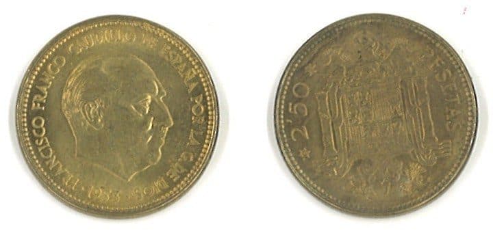 Spain KM785(U) 2 1/2 Peseta β Lot of 7 representative product image