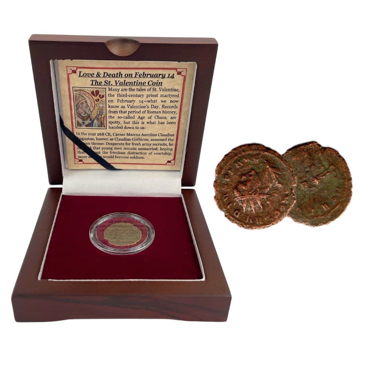 Father of Valentine's Day Box: Bronze Coin of Roman Emperor Claudius II Gothicus (One-Coin Box) representative product image