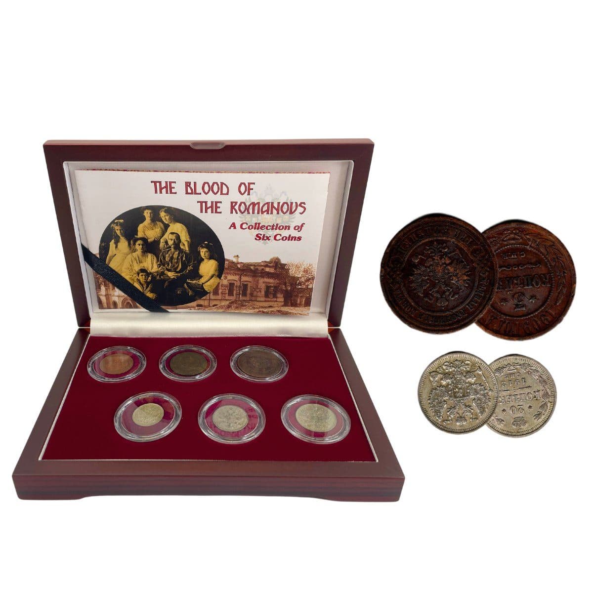 Blood of the Romanovs: Box of 6 of the Last Russian Coins Issued by the Romanov Dynasty (Six-Coin Box) representative product image