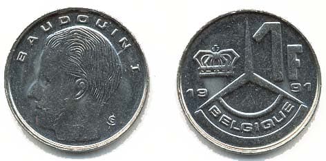 Belgium KM170(U) 1 Franc β Lot of 100 representative product image