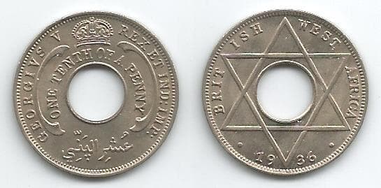 British West Africa KM7(AU-U) 1/10 Penny - 1920,1928,1936 β Lot of 12 representative product image
