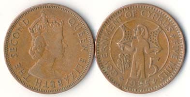 Cyprus KM34(F-VF) 5 Mils β Lot of 25 representative product image