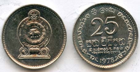 Sri Lanka KM141.2(U) 25 Cents β Lot of 75 representative product image