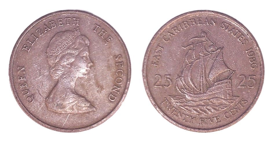 East Caribbean KM14(VF-XF) 25 Cents β Lot of 39 representative product image