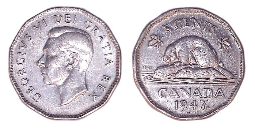 Canada KM42(VF-XF) 5 Cents Mix β Lot of 8 representative product image