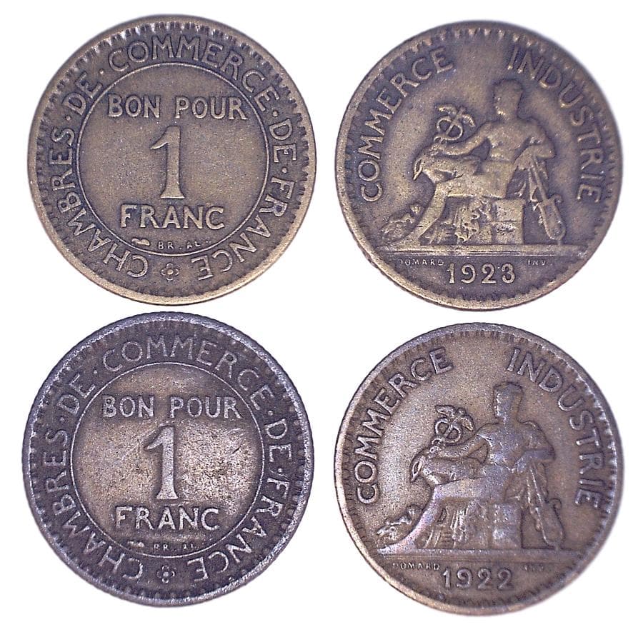 France KM876(F) 1 Franc β Lot of 10 representative product image
