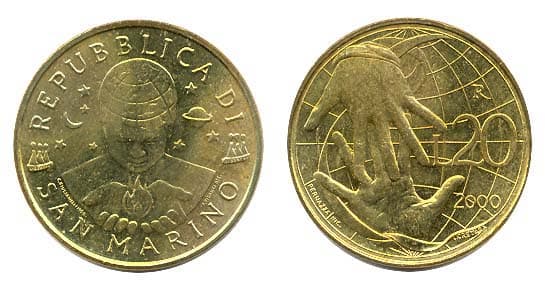San Marino KM400(U) 20 Lire β Lot of 50 representative product image