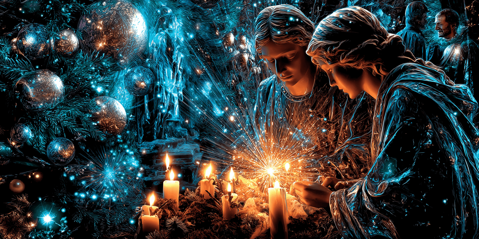 Radiant Christmas night with glowing star and warm lantern light