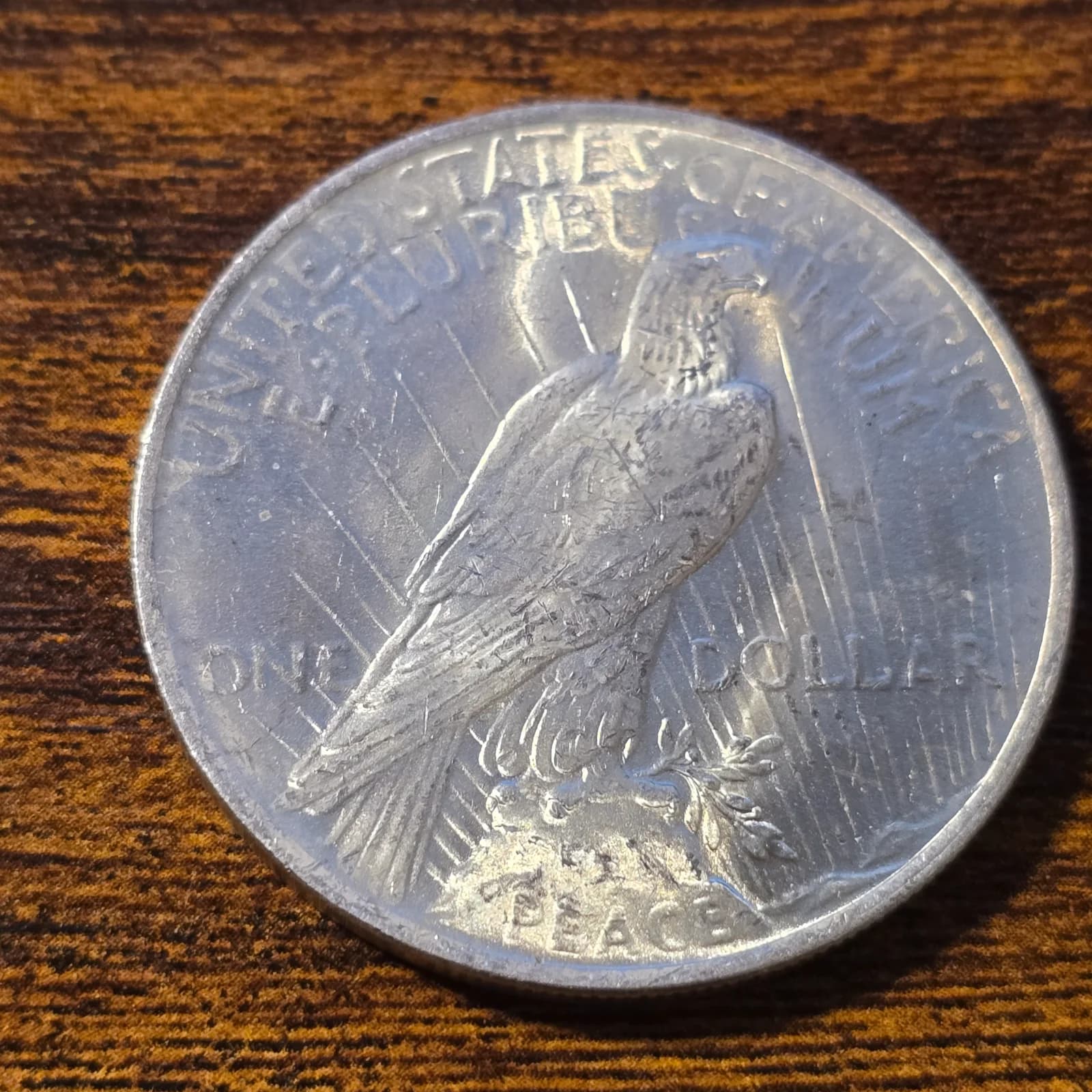 1923 Peace Silver Dollar raw coin, exact item photo