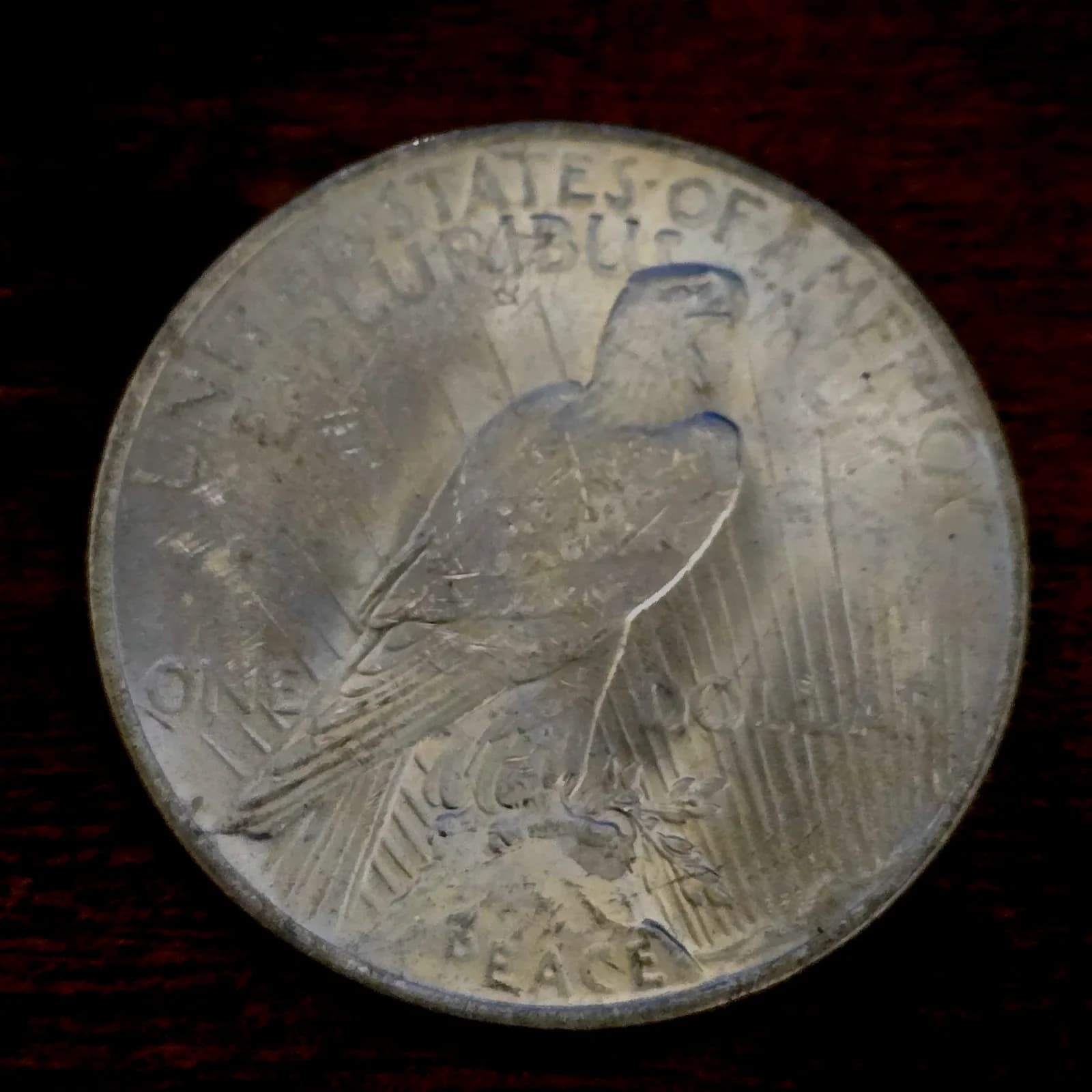 1923 Peace Silver Dollar raw coin, exact item photo