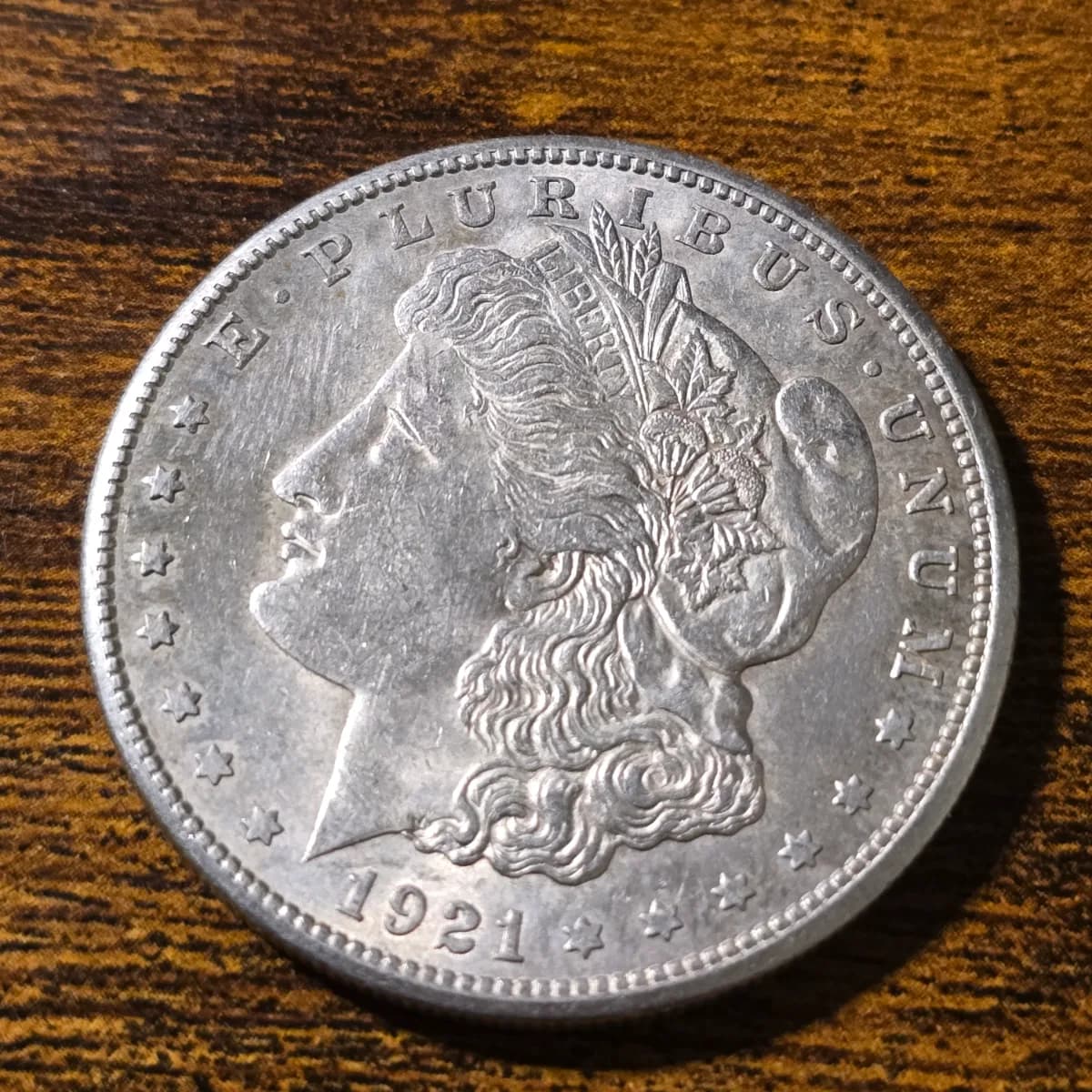 1921-S Morgan Silver Dollar raw coin, exact item photo