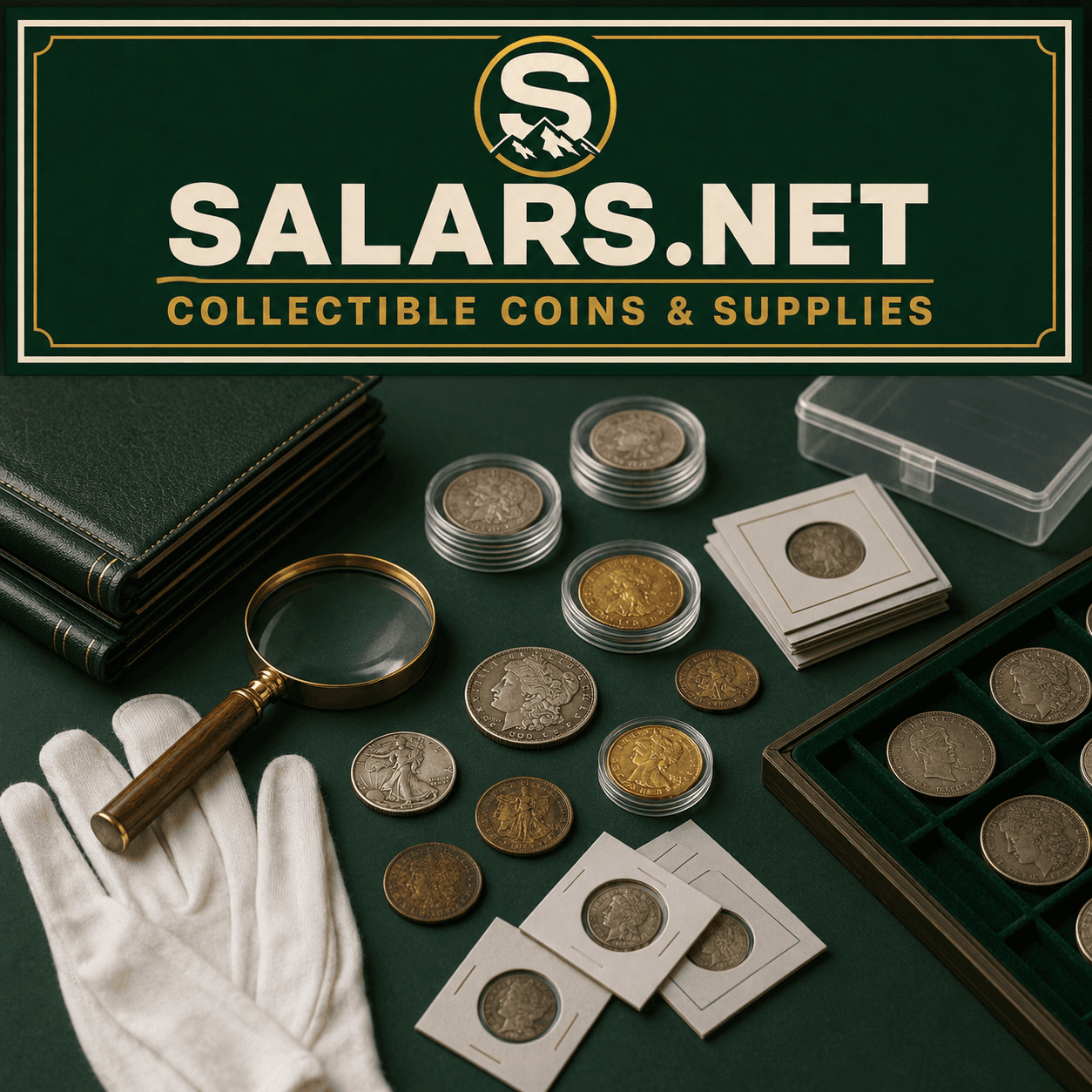 Collectible coins and coin collecting supplies available from Salars.net