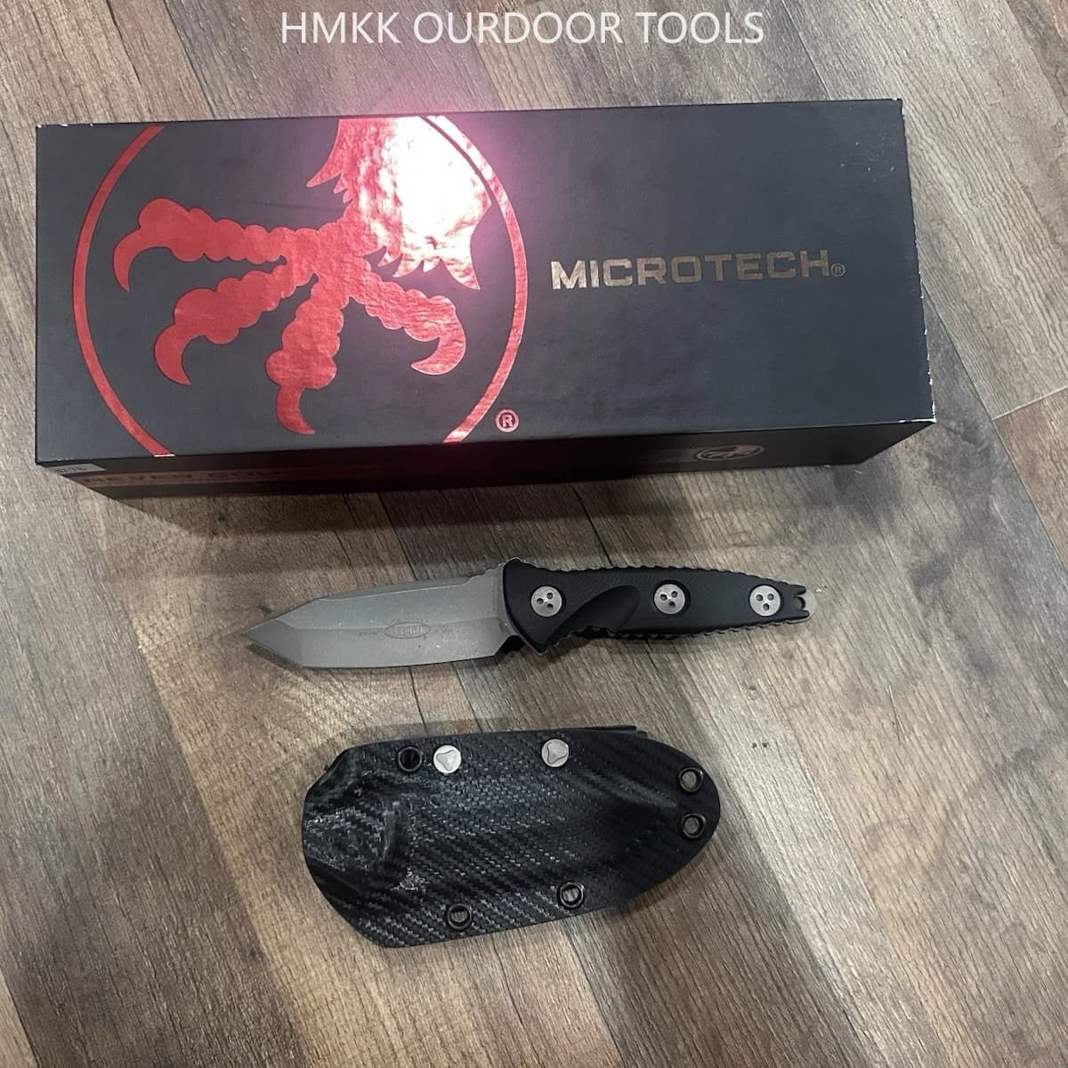 Black Outdoor Pocket Knife Survival Camping Hiking Backpacking Travel with Knife Hand Tools with Sheath Kydex, - Image 1