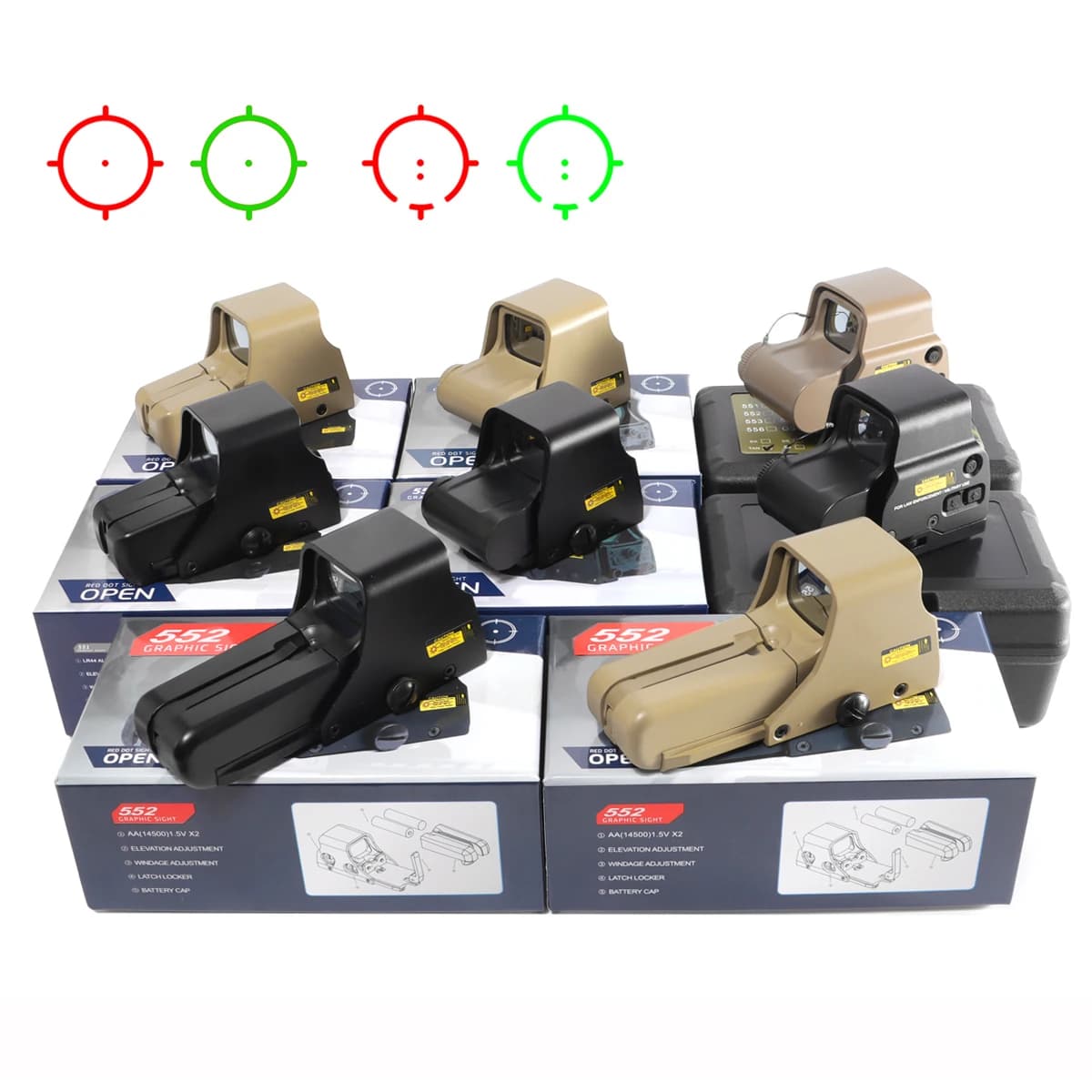 551 552 553 558 Red Green Dot Holographic Sight Scope Hunting Reflex Sight Scope 20mm Mount - Image 1