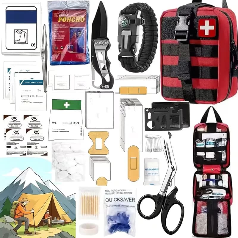 232pcsMulti-Functional Tool Backpack Emergency Survival Kit Camping Gear First Aid Supplies with MOLLE Pouches Suitable for Hunting Camping Gardening Outdoor Adventure Creative Gift for Valentine's Day Father's Day Birthday - Image 1