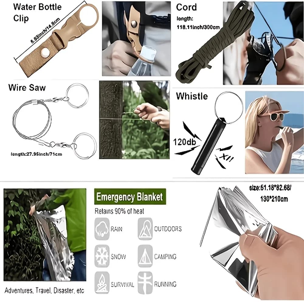 232pcsMulti-Functional Tool Backpack Emergency Survival Kit Camping Gear First Aid Supplies with MOLLE Pouches Suitable for Hunting Camping Gardening Outdoor Adventure Creative Gift for Valentine's Day Father's Day Birthday - Image 3