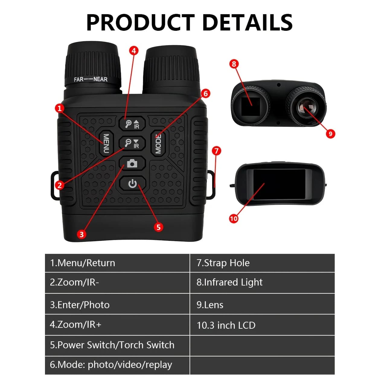 2.5K Digital Night Vision Monocular Camera 6X Digital Zoom Infrared Night Vision Goggles 800M Long Range View Rechargeable Night Vision Scope for Hunting Camping Wildlife Observation Security Surveillance - Image 3