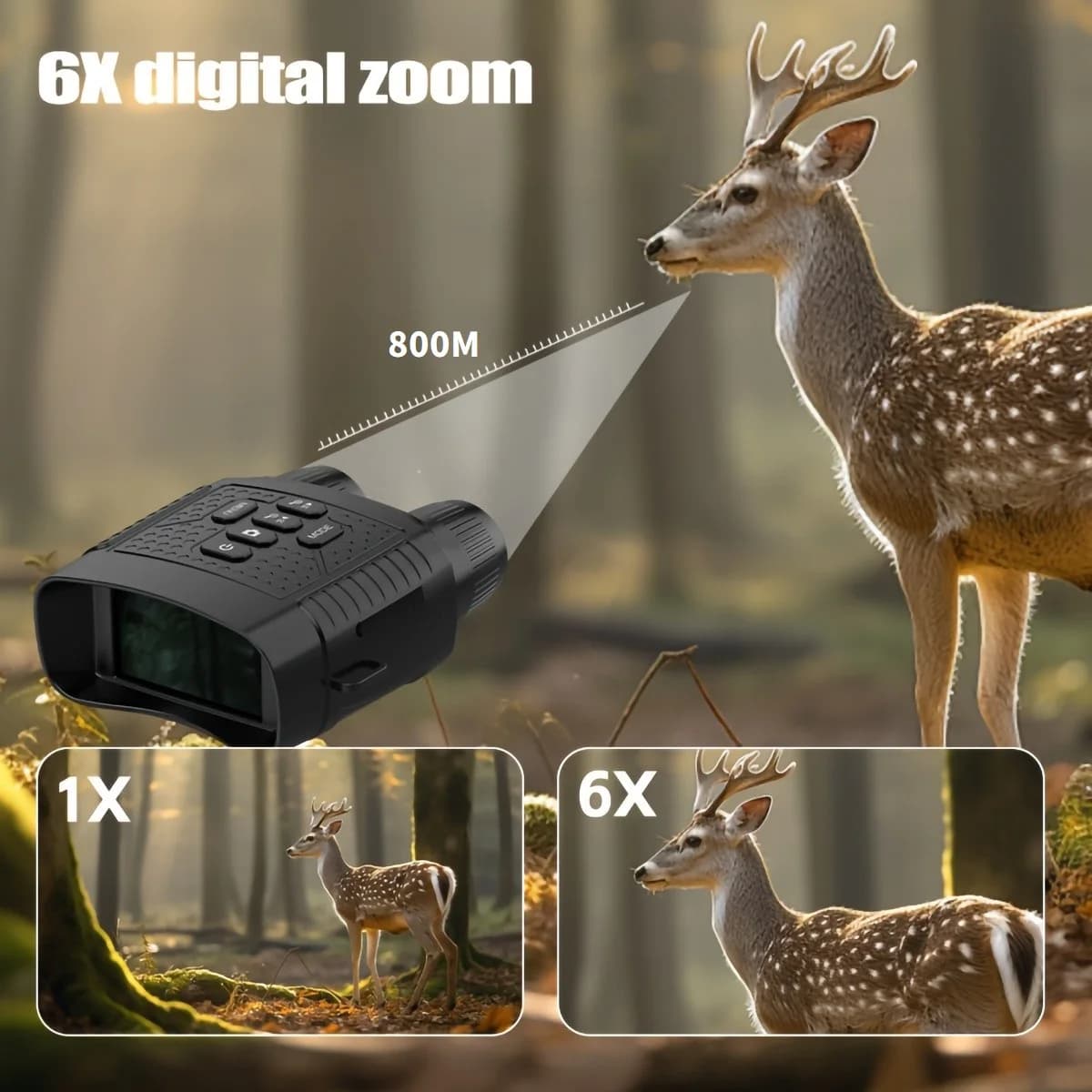 2.5K Digital Night Vision Monocular Camera 6X Digital Zoom Infrared Night Vision Goggles 800M Long Range View Rechargeable Night Vision Scope for Hunting Camping Wildlife Observation Security Surveillance - Image 4