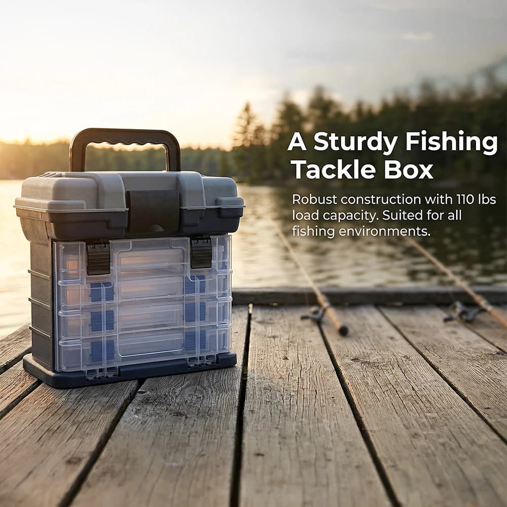 YJ 4-Tier Multi-Functional Fishing Handheld Storage Box Adjustable Dividers Portable Fishing Tackle Lure Tool Box Arts Crafts - Image 2