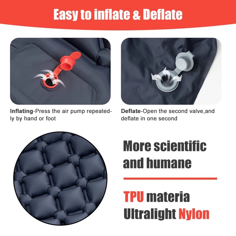 PACOONE Outdoor Sleeping Pad Camping Inflatable Mattress Built-in Pump Ultralight Air Cushion Travel Mat With Headrest For Trave - Image 4