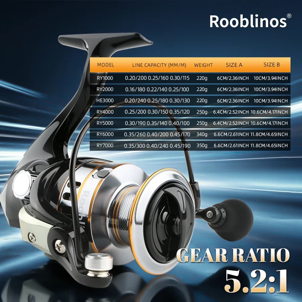 ROOBLINOS RY Spinning Reel, 5.2:1 Gear Ratio, CNC Machined Aluminum Spool, Smooth Powerful Fishing Reel for Fresh & Saltwater - Image 6