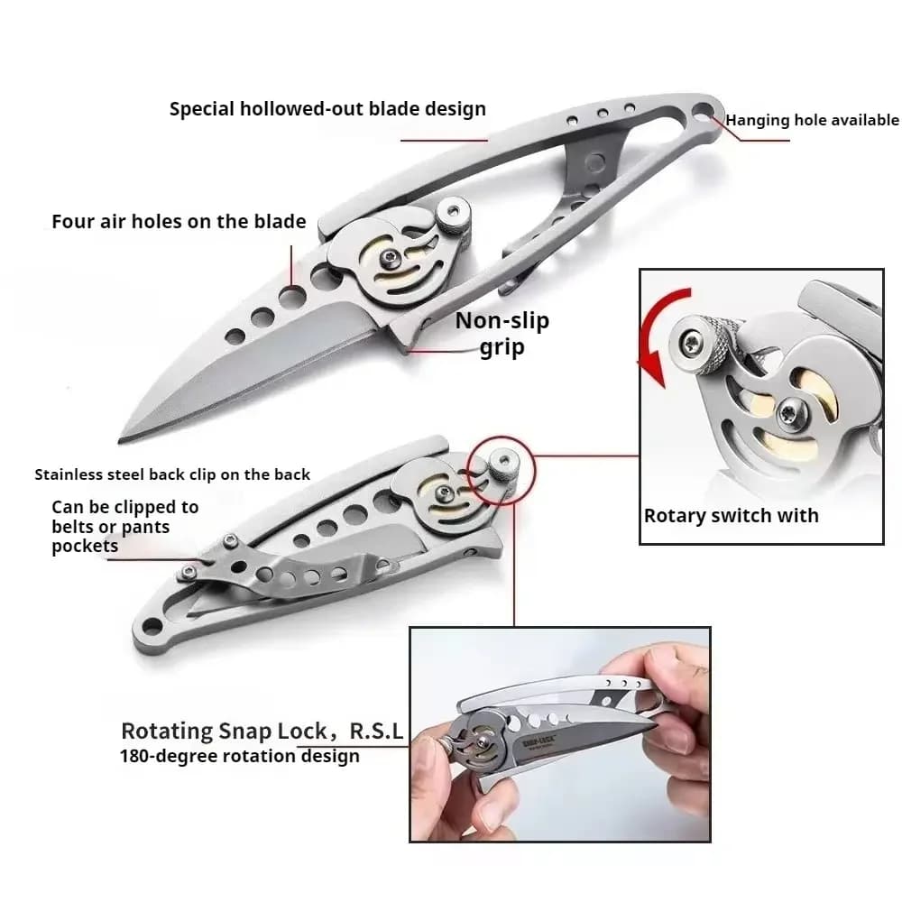 Snap Lock 5102 Pocket Knife Stainless Steel Plain Blade, Durable Camping Fishing Folding Knives Outdoor EDC Tool - Image 2