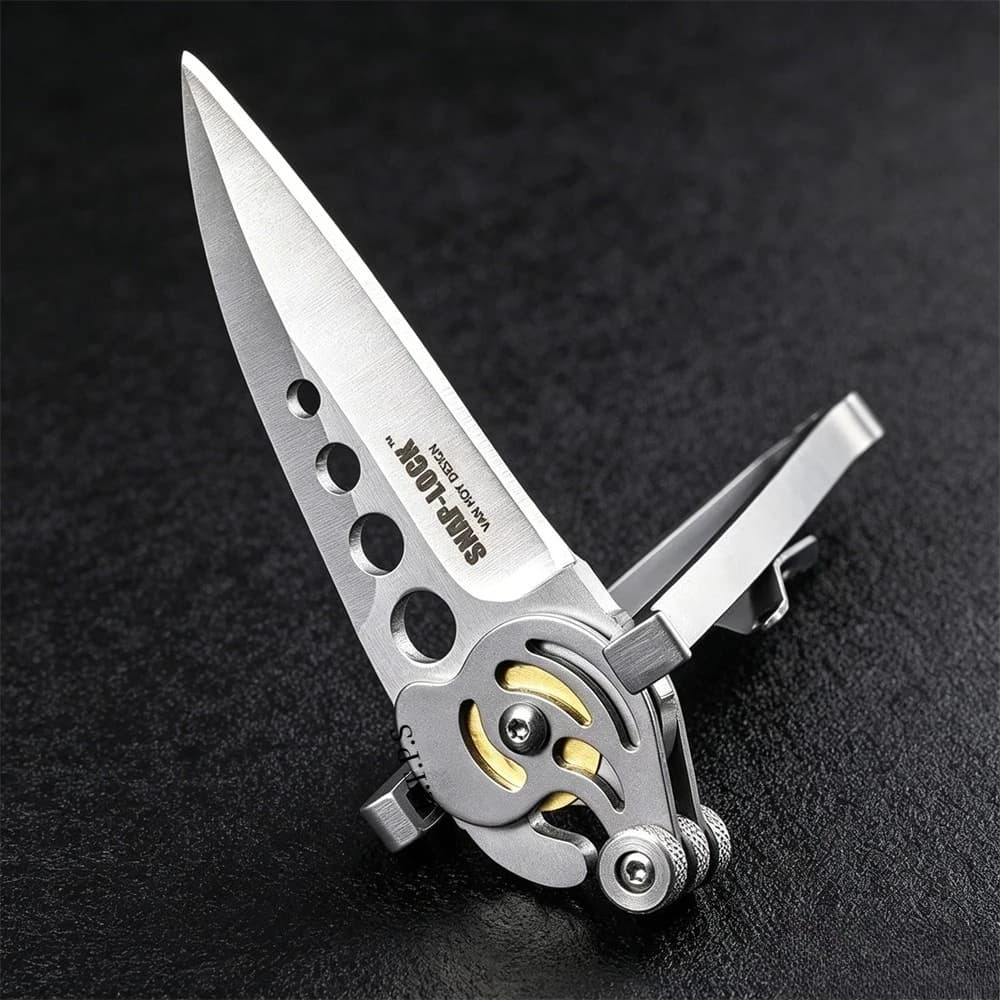 Snap Lock 5102 Pocket Knife Stainless Steel Plain Blade, Durable Camping Fishing Folding Knives Outdoor EDC Tool - Image 3