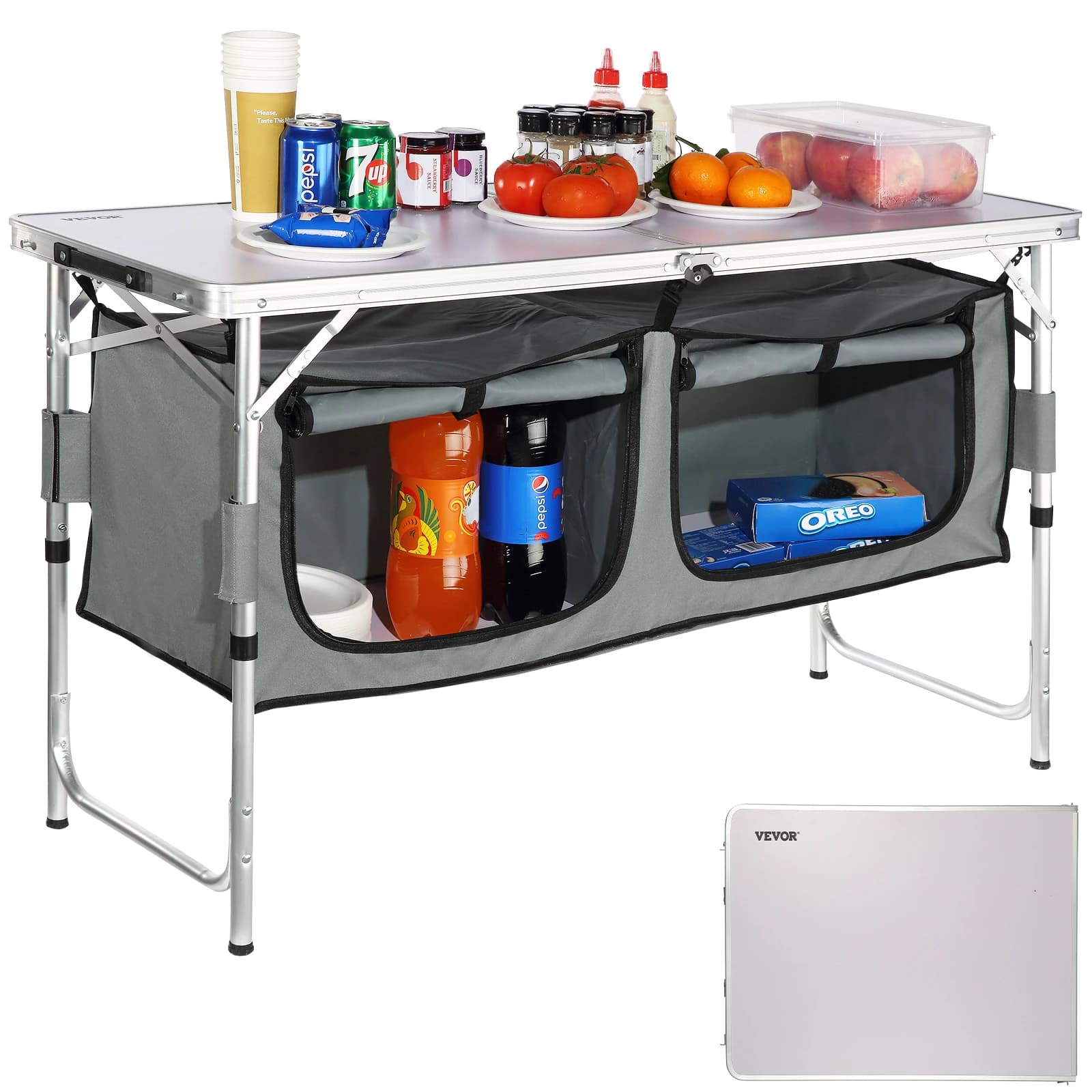 SucceBuy Camping Kitchen Table Quick set-up Folding Camping Table MDF Camping Table for Outdoor Picnics BBQ Camping RV Traveling - Image 1