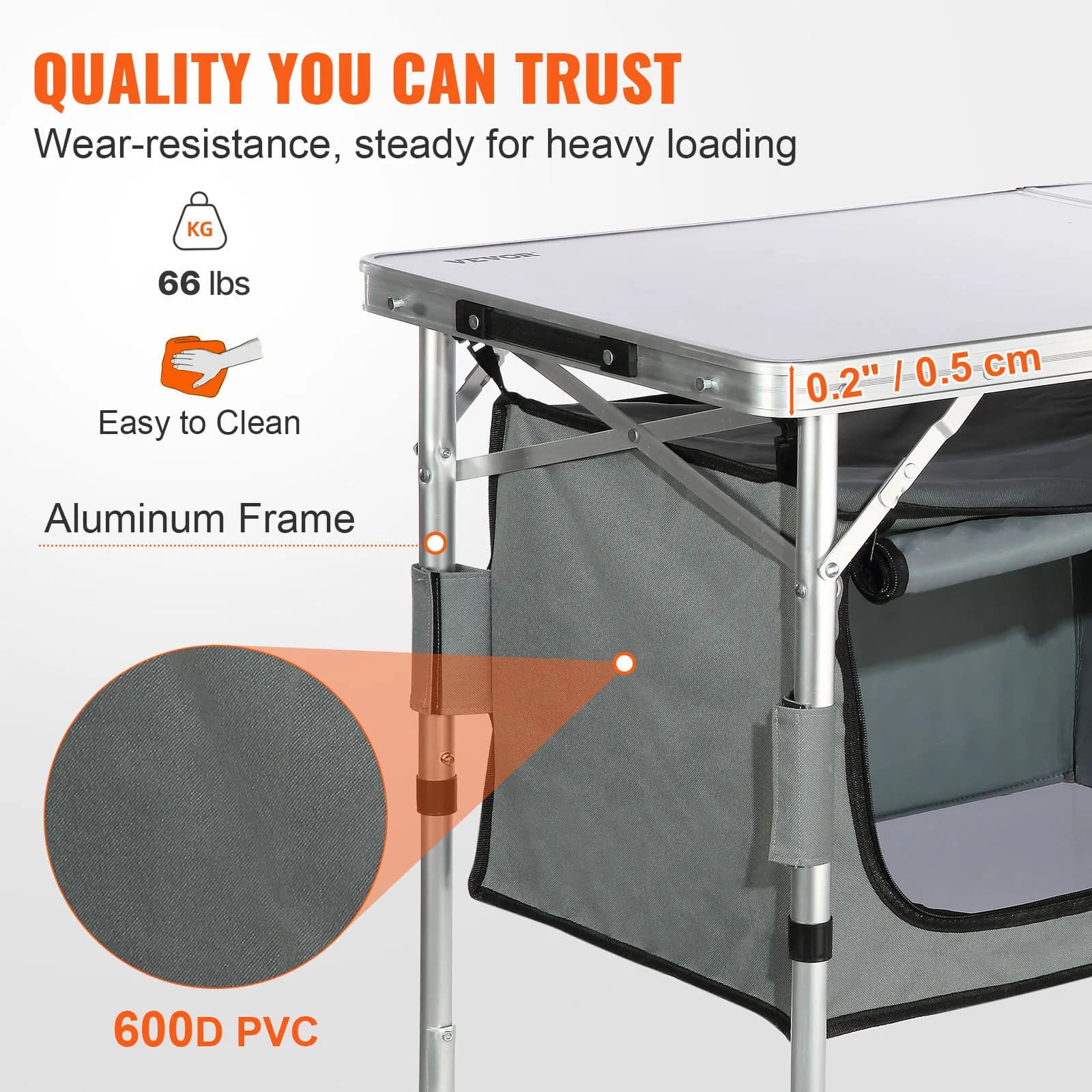 SucceBuy Camping Kitchen Table Quick set-up Folding Camping Table MDF Camping Table for Outdoor Picnics BBQ Camping RV Traveling - Image 4