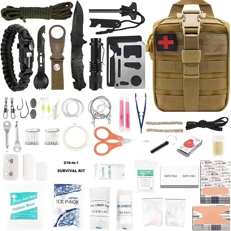 Multi-Functional Tool Backpack Emergency Survival Kit Camping Gear First Aid Supplies with MOLLE Pouches Suitable for Hunting Camping Gardening Outdoor Adventure Creative Gift for Valentine's Day Father's Day Birthday - Image 1