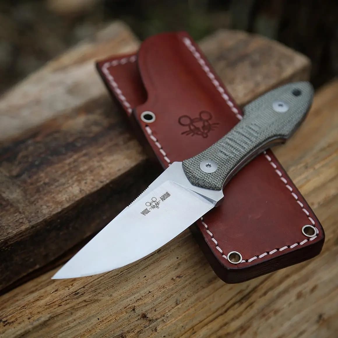 GiantMouse GMF3 Fixed Blade Knife Satin Drop Point Blade with Leather Sheath Outdoor Camping Hunting Portable Straight Knives - Image 5