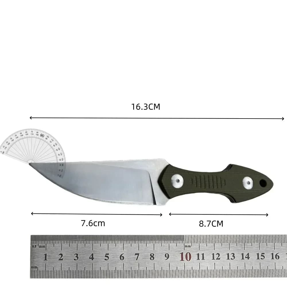 GiantMouse GMF3 Fixed Blade Knife Satin Drop Point Blade with Leather Sheath Outdoor Camping Hunting Portable Straight Knives - Image 6