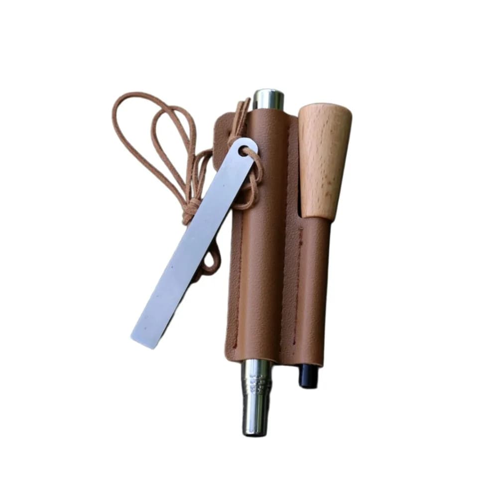 4-piece set of iron magnesium ignition rod ignition kit, including iron magnesium rod, white steel igniter and hanging rope leather cover, waterproof survival fire sickle steel, suitable for camping, hiking, backpack travel and other oven igniters - Image 2