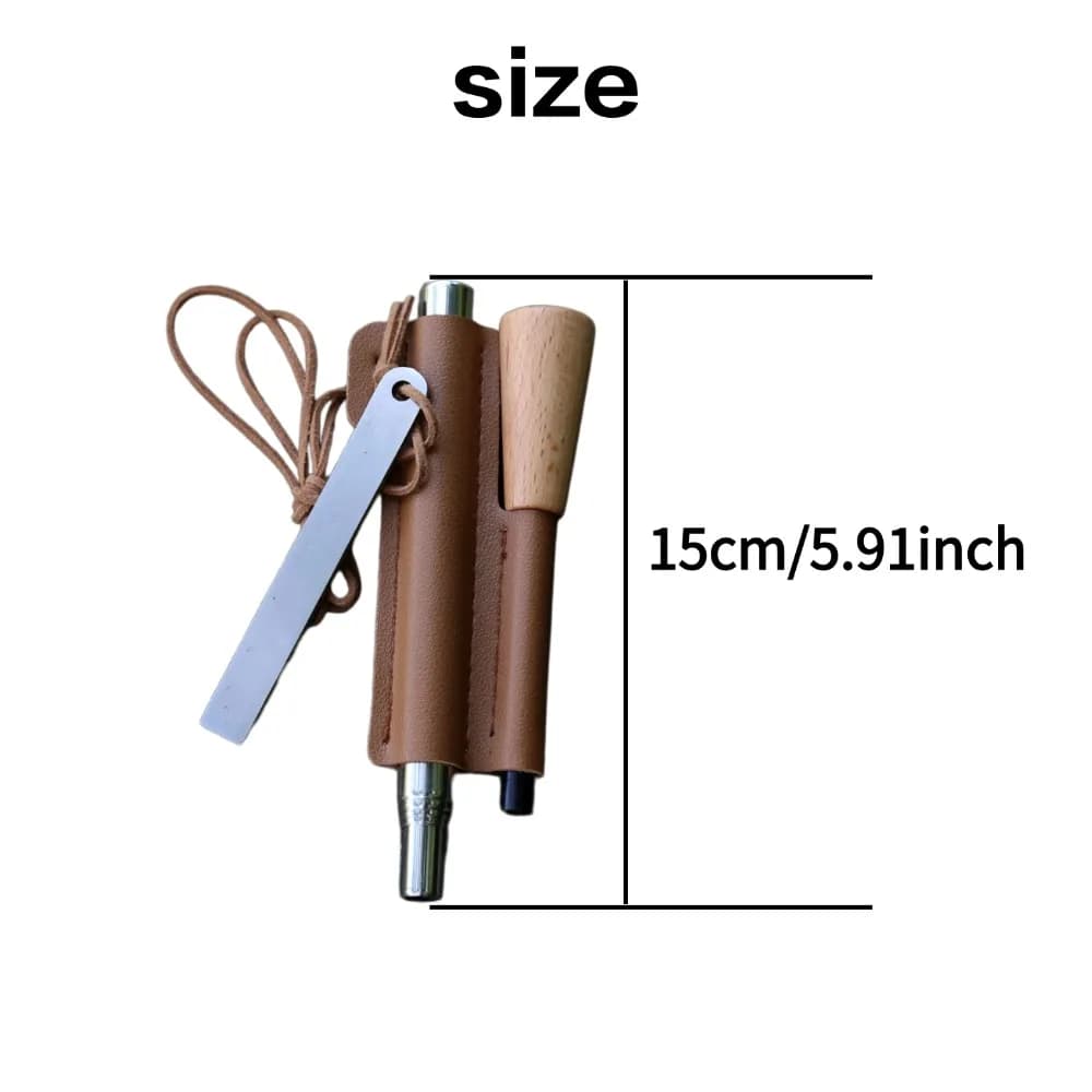 4-piece set of iron magnesium ignition rod ignition kit, including iron magnesium rod, white steel igniter and hanging rope leather cover, waterproof survival fire sickle steel, suitable for camping, hiking, backpack travel and other oven igniters - Image 3