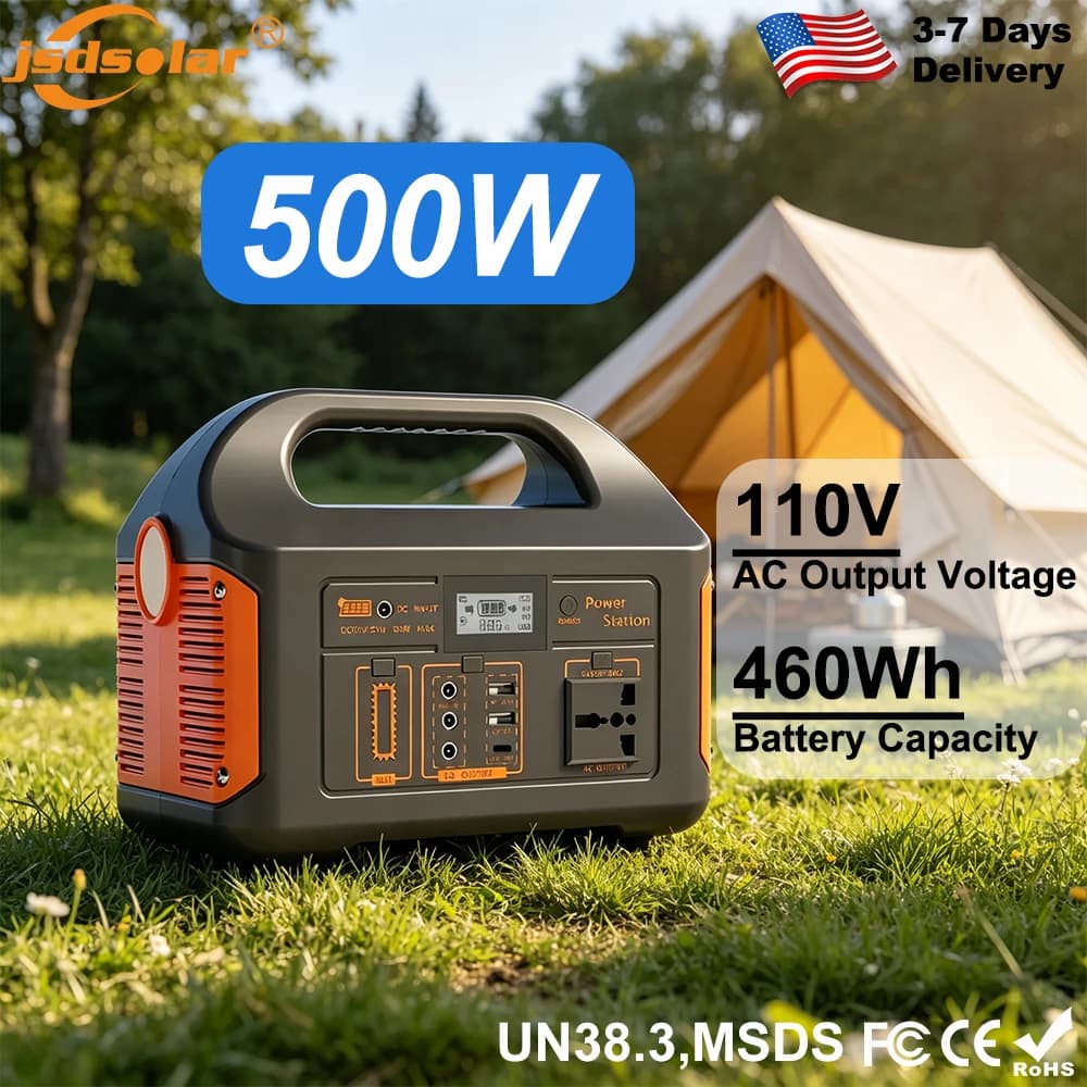 500W 460Wh Portable Solar Power Station Emergency Power LED Display Outdoor Power Supply LifePO4 Battery Power Bank for Camping Fishing - Image 1