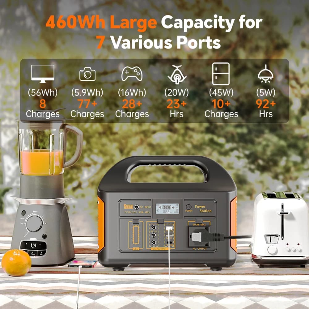 500W 460Wh Portable Solar Power Station Emergency Power LED Display Outdoor Power Supply LifePO4 Battery Power Bank for Camping Fishing - Image 5