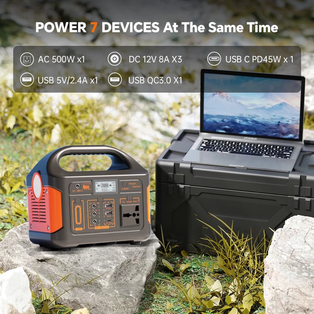 500W 460Wh Portable Solar Power Station Emergency Power LED Display Outdoor Power Supply LifePO4 Battery Power Bank for Camping Fishing - Image 6