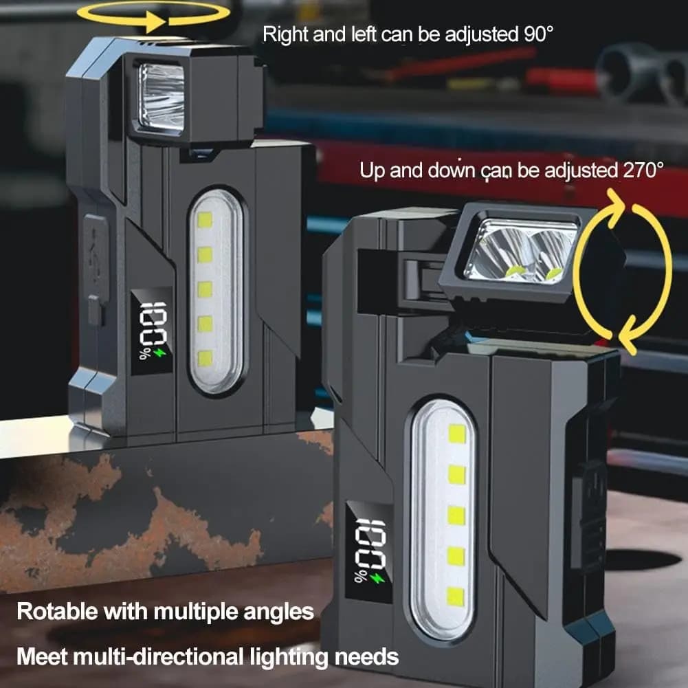 Mini EDC Flashlight 1200 Lumens, Super Bright 3 Modes Mini EDC Pocket-sized Flat Flashlights Rechargeable,Portable ABS Small LED Dual Light w Clip,IP68 Rotatable Magnetic Torches for Camping Emergency - Image 3