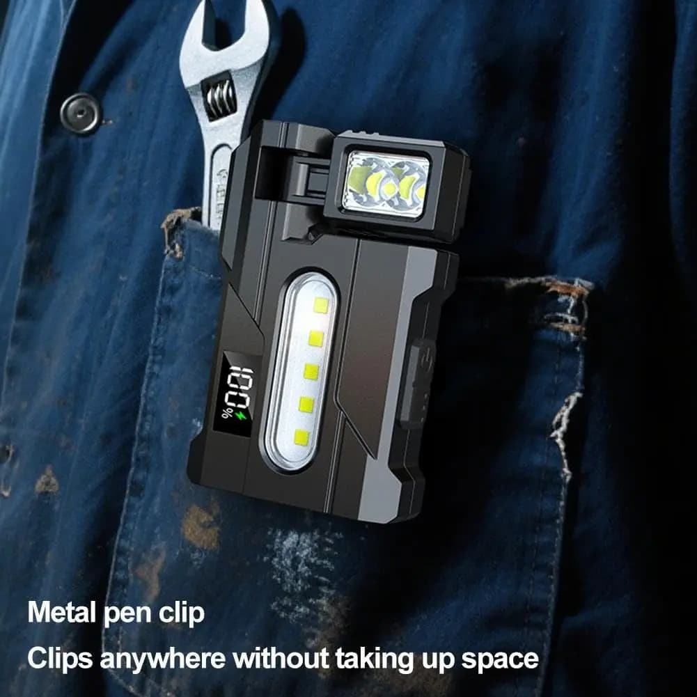 Mini EDC Flashlight 1200 Lumens, Super Bright 3 Modes Mini EDC Pocket-sized Flat Flashlights Rechargeable,Portable ABS Small LED Dual Light w Clip,IP68 Rotatable Magnetic Torches for Camping Emergency - Image 4