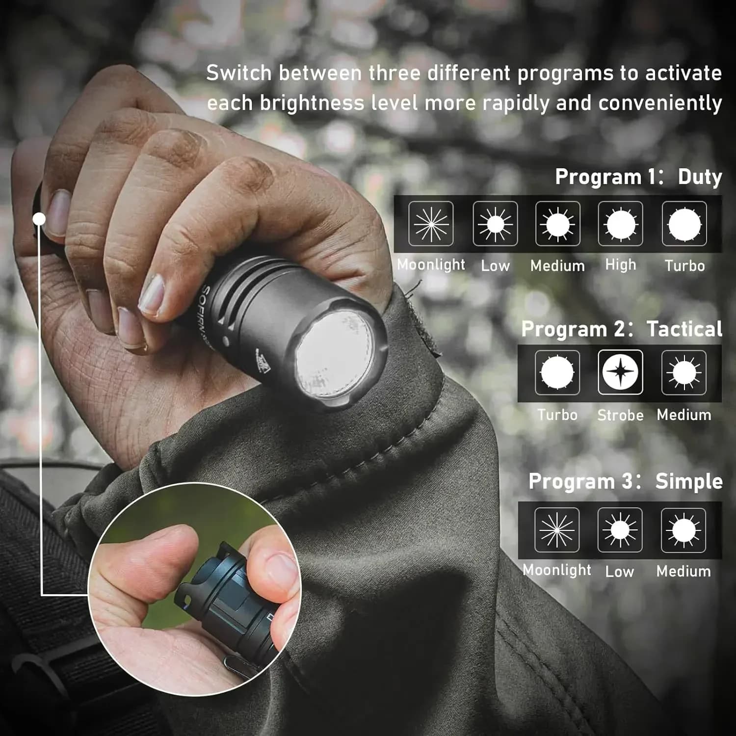 Sofirn SC28 2800Lm Powerful 21700 Rechargeable XHP50B HD LED Type-C Flashlight Protable Torch EDC Flash Light IPX8 for Camping - Image 4