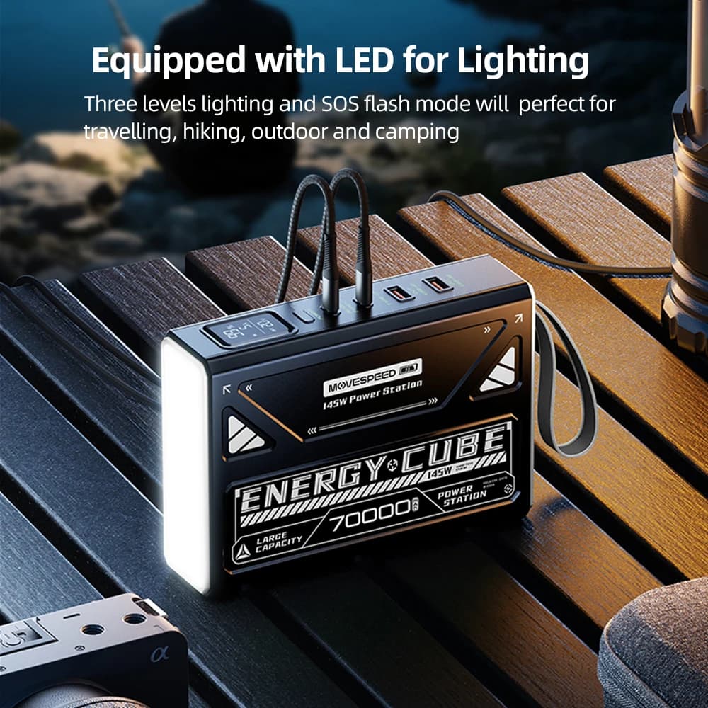 MOVESPEED LED Camping Lantern 70000mAh Large Capacity Battery W/ Rechargeable Lamp LED Emergency Light for Outdoor Power Outage - Image 3