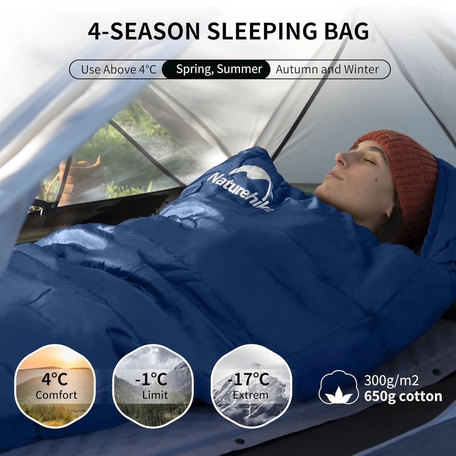 Naturehike Mummy Sleeping Bags MJ300/MJ600 Cotton Camping Adults Sleeping Bag Ultra Winter Warm Mummy Sleeping Bag Indoor - Image 2