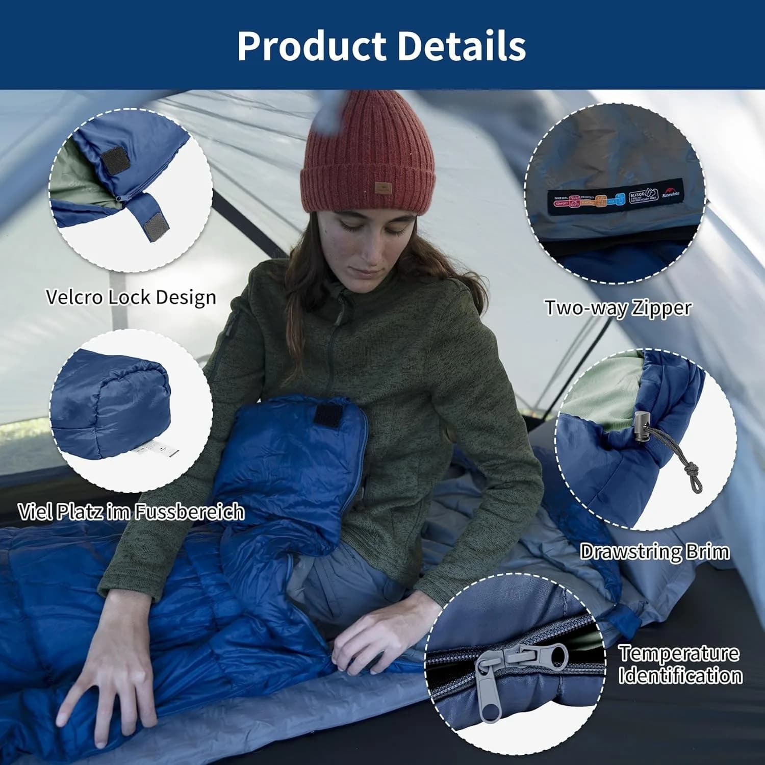 Naturehike Mummy Sleeping Bags MJ300/MJ600 Cotton Camping Adults Sleeping Bag Ultra Winter Warm Mummy Sleeping Bag Indoor - Image 3