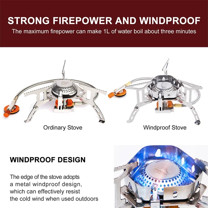 Widesea Camping Wind Proof Gas Burner Outdoor Strong Fire Stove Heater Tourism Equipment Supplies Tourist Kitchen Survival Trips - Image 5