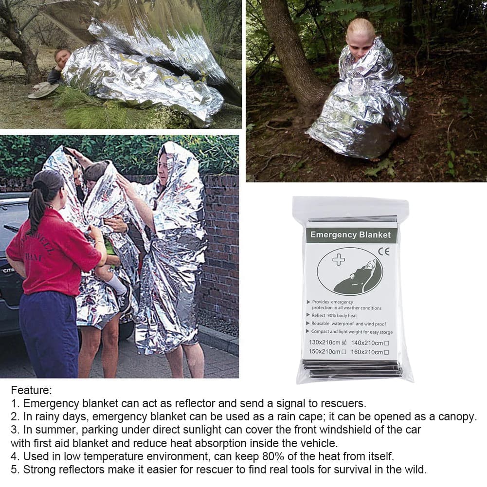 1-20pcs Emergency Mylar Thermal Blanket Foil Space Blanket Designed for NASA Body Warmer Outdoor First Aid Camping Hiking Travel - Image 5
