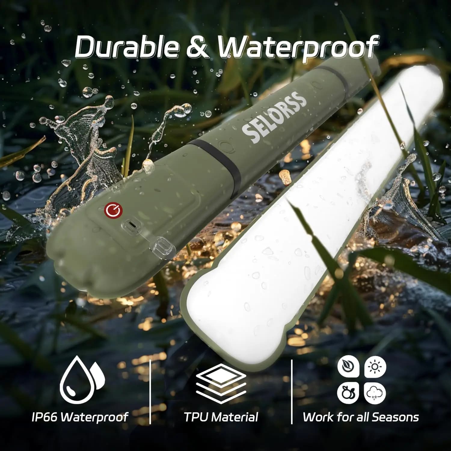 SELORSS Rechargeable Portable Camping Strong Light Waterproof 2000 mAh Tent Lamp Spotlight Outdoor Camping Work Repair Lighting - Image 1
