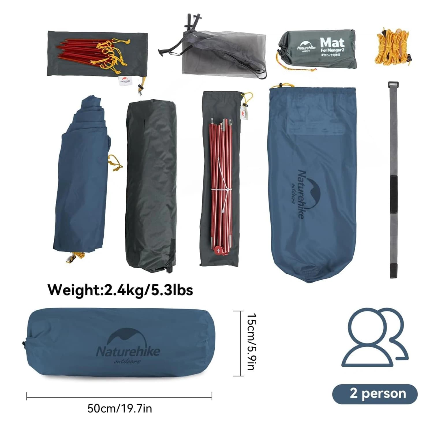 Naturehike Mongar Ultralight Tent 2 Person Waterproof PU3000mm Camping Tent Double Layer Outdoor Travel Hiking Tent - Image 5